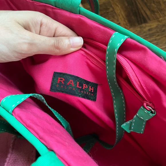 RALPH Ralph Lauren Watermelon Pink-Green Straw-woven Shoulder bag - Picture 2 of 14